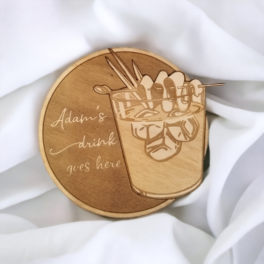 Set of 6 Drinks Wooden Coasters - Handmade Gift - Housewarming - Wood Kitchenware-2