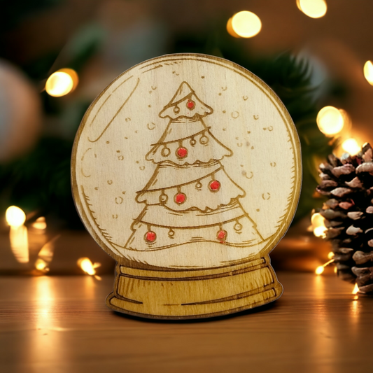 Set of 6 Snow Globes Wooden Coasters - Handmade Gift - Christmas Decor - Wood Kitchenware-1