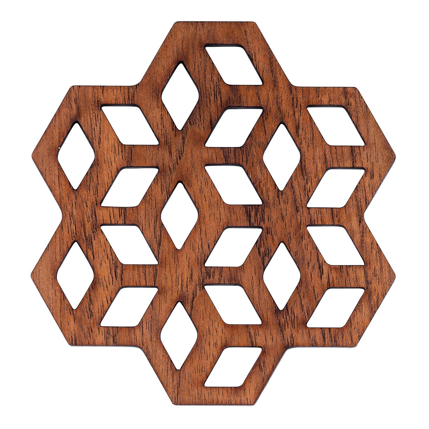 Cubix Geometric Upcycled Teak Wood Coasters - Set of 2 or 4-3