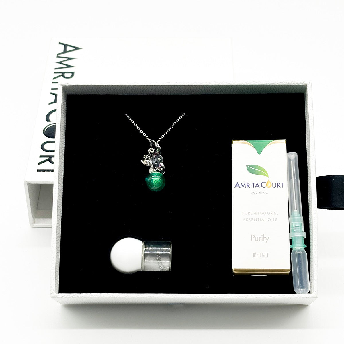 Sterling Silver Butterfly Aroma Necklace - Turquoise | Energy & Healing | Diffuse on the go-4