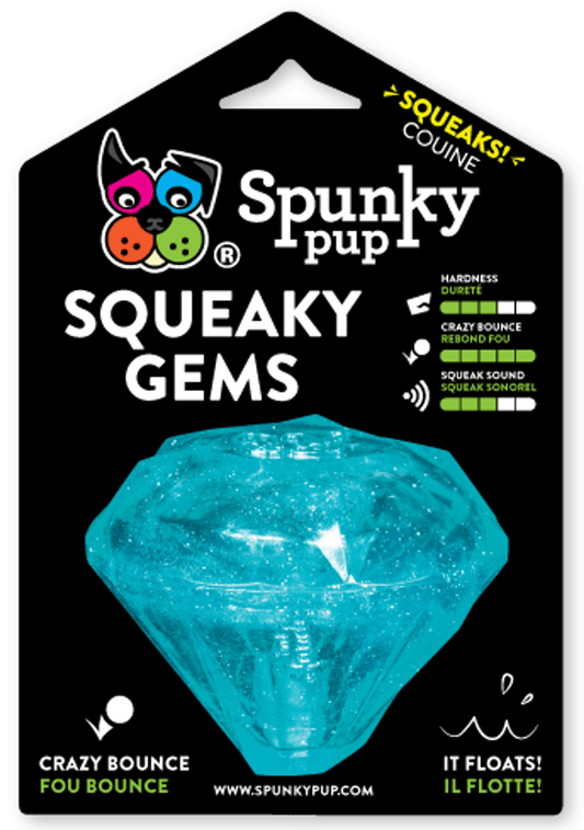 Spunky Pup Squeaky Gems Diamond Dog Toy - Floating & Dishwasher-Safe