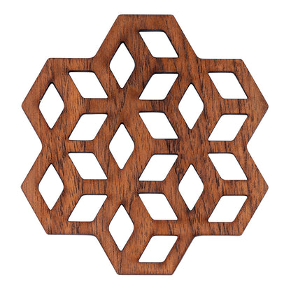 Cubix Geometric Upcycled Teak Wood Coasters - Set of 2 or 4-3