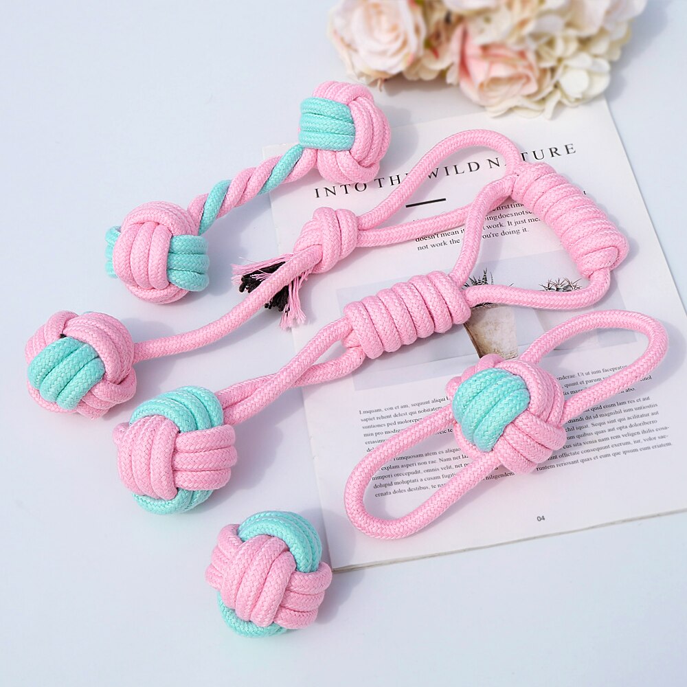 5pcs Cotton Dog Rope Toy Knot Dog Chew Toys Teeth Cleaning Pet Ball For Small Medium Large Dogs Palying Training-2