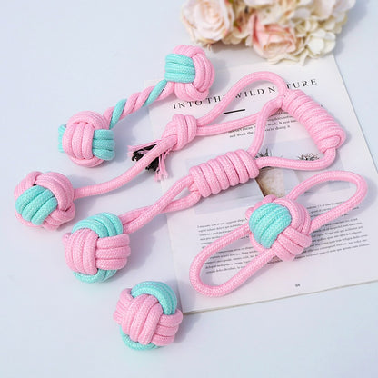 5pcs Cotton Dog Rope Toy Knot Dog Chew Toys Teeth Cleaning Pet Ball For Small Medium Large Dogs Palying Training-2