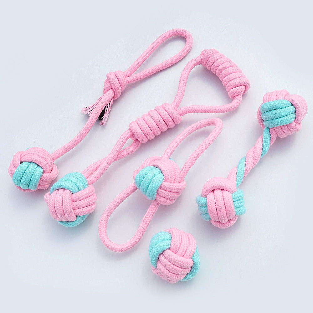 5pcs Cotton Dog Rope Toy Knot Dog Chew Toys Teeth Cleaning Pet Ball For Small Medium Large Dogs Palying Training-3
