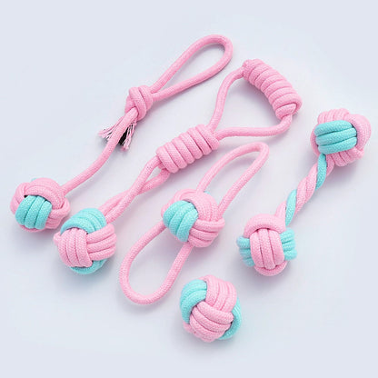 5pcs Cotton Dog Rope Toy Knot Dog Chew Toys Teeth Cleaning Pet Ball For Small Medium Large Dogs Palying Training-3