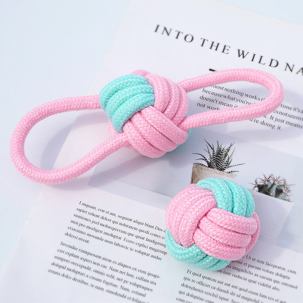 5pcs Cotton Dog Rope Toy Knot Dog Chew Toys Teeth Cleaning Pet Ball For Small Medium Large Dogs Palying Training-4